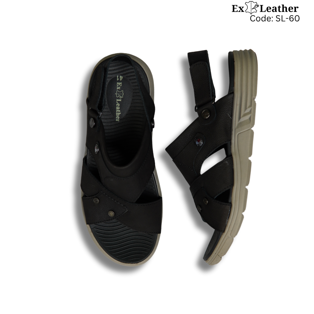 Premium Leather Sandal-[SL-60]-Black