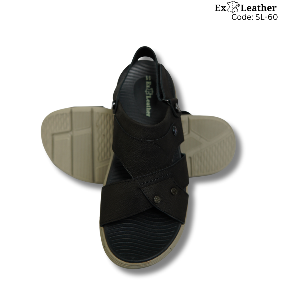 Premium Leather Sandal-[SL-60]-Black